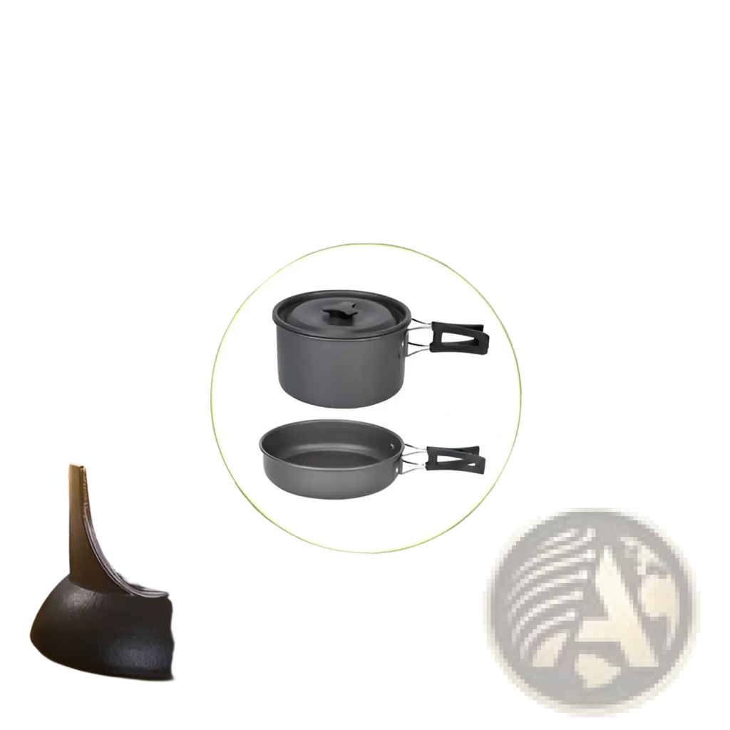 12pcs Camping Cookware Set with Aluminum Pot and Kettle