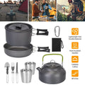 12pcs Camping Cookware Set with Aluminum Pot and Kettle