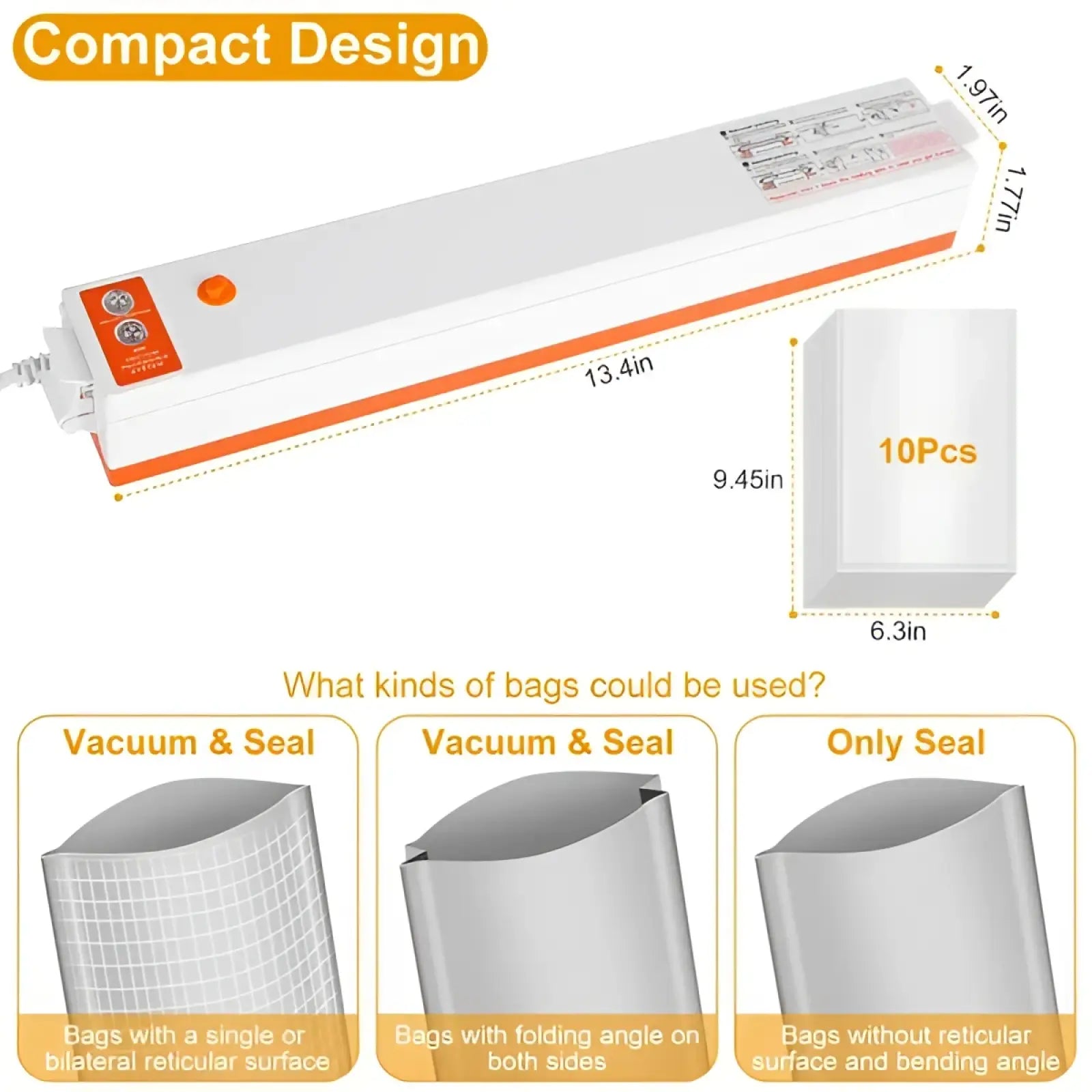 Automatic Food Vacuum Sealer Machine with 10 Bags