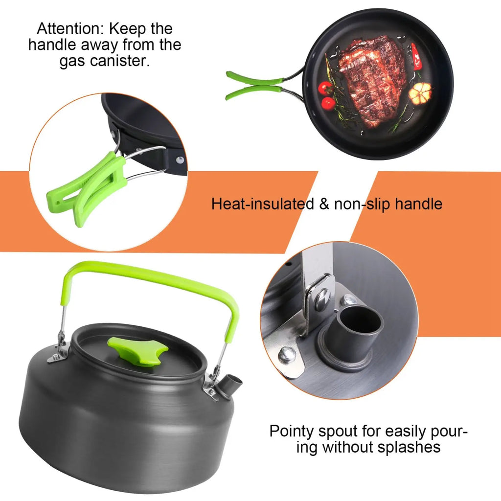 Camping Cookware Set 16pcs Outdoor Pot Pan Kettle Kit