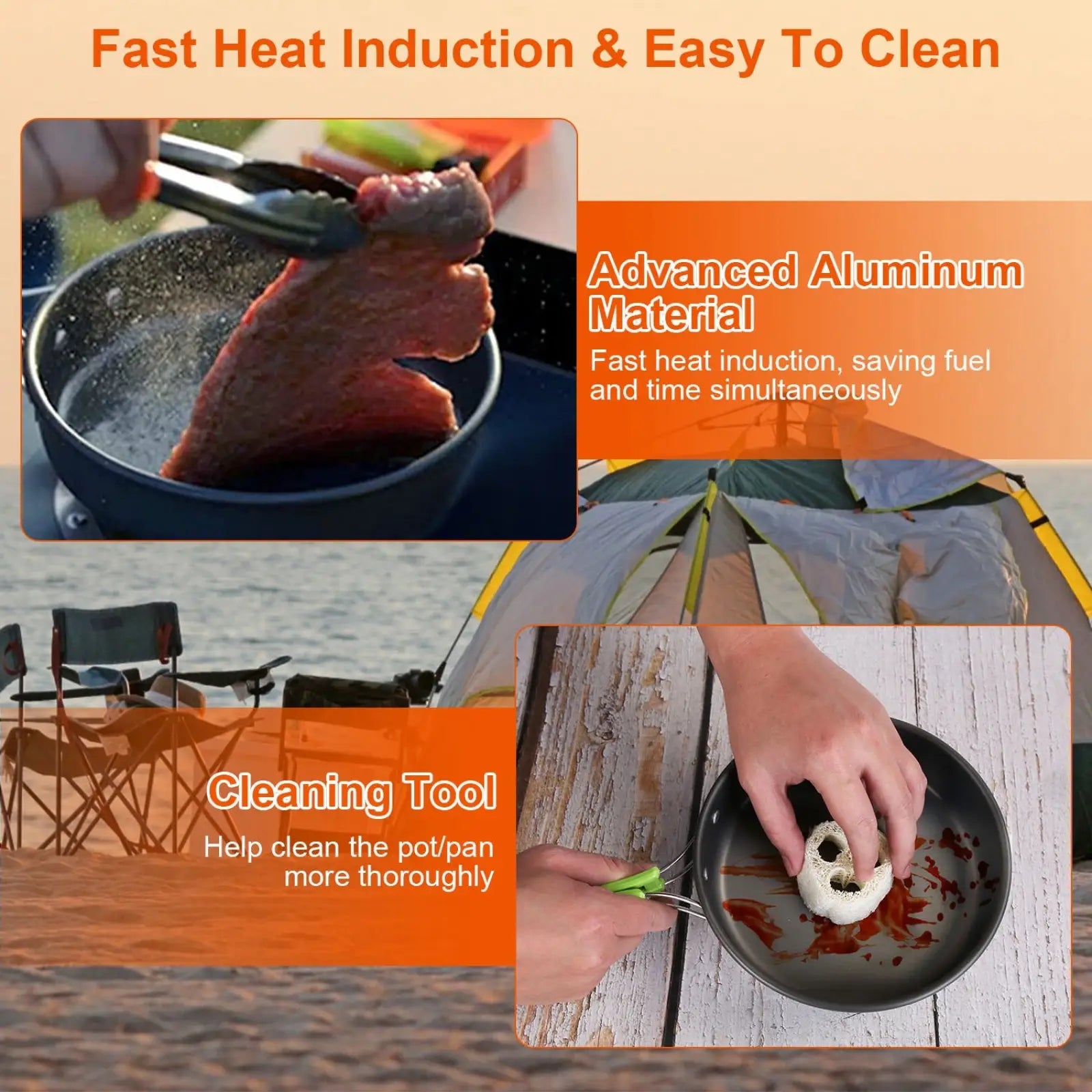 Camping Cookware Set 16pcs Outdoor Pot Pan Kettle Kit