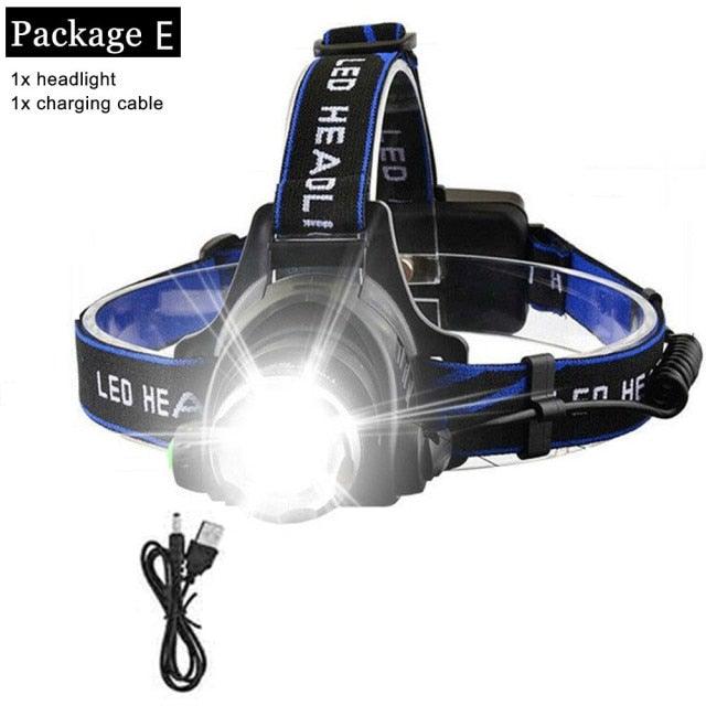 Rechargeable High Lumens Work Headlight Ultra Bright Headlamp LED Headlight Sensor Powerful  Head Lamp Waterproof Flashlight For Adults Running Hiking Camping Fishing