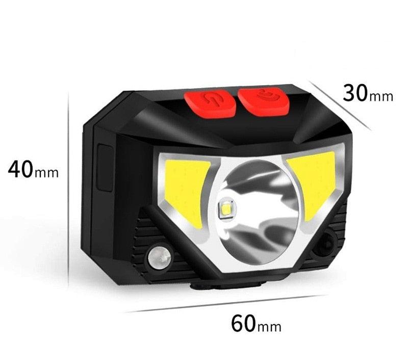 Rechargeable Powerful USB LED High Lumen Headlamp Ultra-Light Bright Headlight Waterproof Sensor Head Light  For Outdoors Camping Running Hiking Biking Fishing